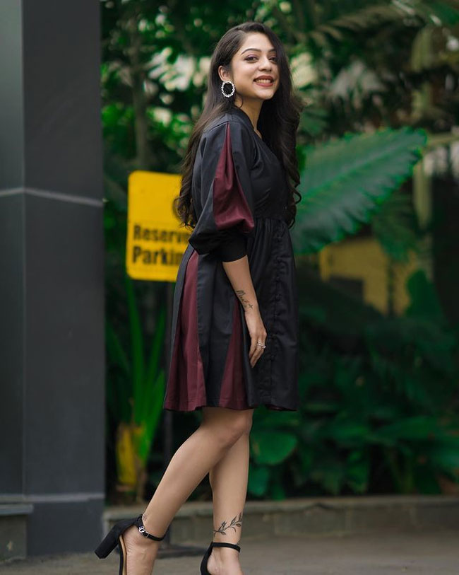 Adorable Pics Of Varsha Bollamma In Colorful Dress